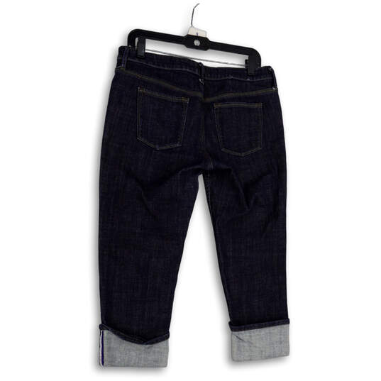 Womens Blue Denim Dark Wash Cuffed Hem Pockets Straight Leg Jeans Size 8 image number 2