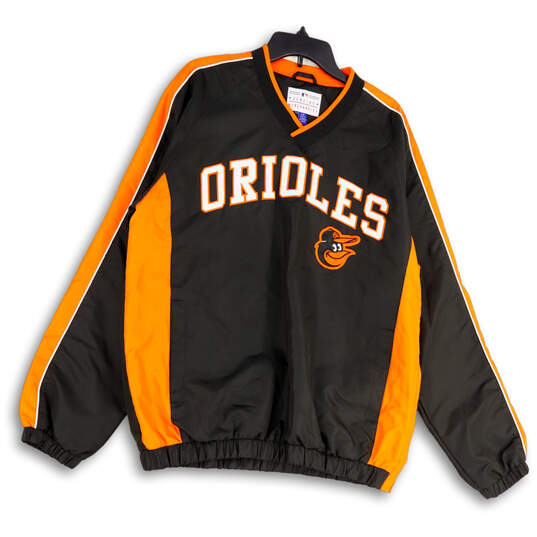 Buy the Mens Black Orange Baltimore Orioles V-Neck Pullover