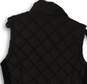 Womens Black Sleeveless Zipped Pockets Collared Quilted Vest Size Small image number 4