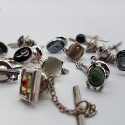 Silver tone Tie Tacks with glass, onyx and jasper  13 in the lot alternative image