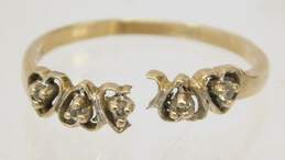 10K Yellow Gold 0.05 CTTW Diamond Hearts Ring FOR REPAIR 1.4g