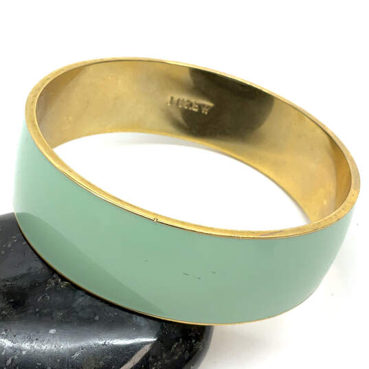 Designer J. Crew Gold-Tone Mint Green Enamel Fashionable Bangle Bracelet image number 2
