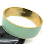 Designer J. Crew Gold-Tone Mint Green Enamel Fashionable Bangle Bracelet image number 2