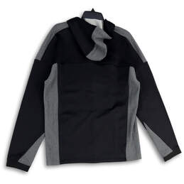 Mens Gray Black Long Sleeve Ribbed Full-Zip Hoodie Size Medium alternative image