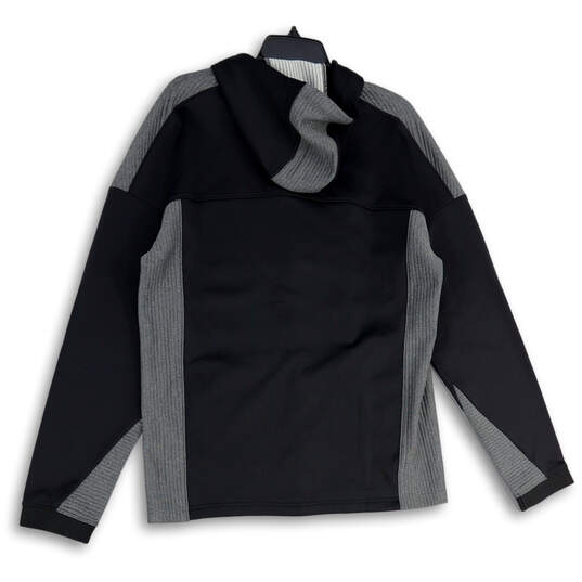 Mens Gray Black Long Sleeve Ribbed Full-Zip Hoodie Size Medium image number 2