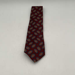 Mens Red Abstract Print Silk Four In Hand Adjustable Pointed Necktie