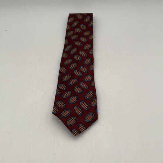 Mens Red Abstract Print Silk Four In Hand Adjustable Pointed Necktie image number 1