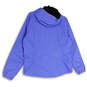 Womens Blue Hooded Long Sleeve Pockets Full-Zip Windbreaker Jacket Size L image number 2
