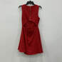 Womens Red Sleeveless Round Neck Back-Zip Fit And Flare Dress Size Medium image number 2