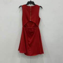 Womens Red Sleeveless Round Neck Back-Zip Fit And Flare Dress Size Medium alternative image