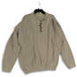 Mens Beige Chunky Knit Long Sleeve Henley Neck Pullover Sweater Size XL image number 1