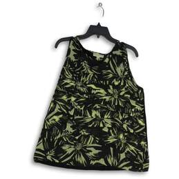Dana Buchman Womens Green Black Floral Sleeveless Pullover Tank Top Size XL