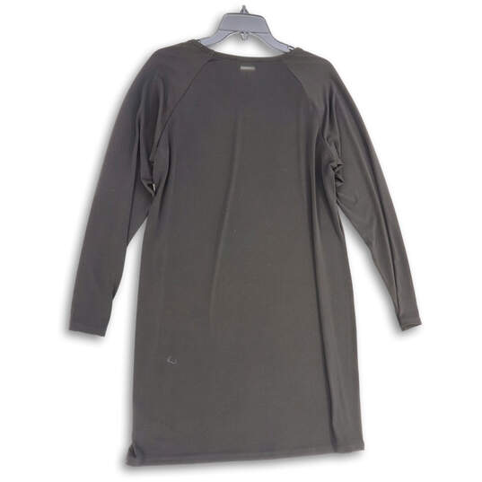 NWT Womens Black Long Sleeve Round Neck Shift Dress Size X-Large image number 2