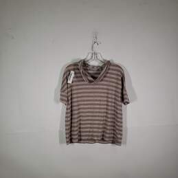 Girls Striped Cowl Neck Short Sleeve Pullover T-Shirt Size XS 2-4 alternative image