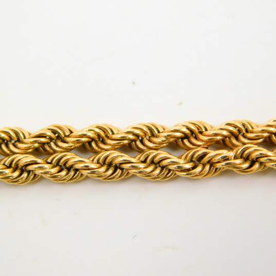 Vintage 14K Yellow Gold Ruby Double Rope Chain Bracelet 11.5g image number 4