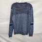 Armani Exchange WM's Rayon Polyester Blue Stripe V-Neck Sweater Size MM image number 2