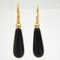 14K Yellow Gold Black Glass Earrings 1.9g image number 2
