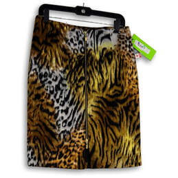 NWT Womens Brown Gray Animal Print Back Zip Straight & Pencil Skirt Size 6 alternative image