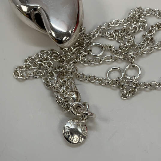 Designer J.Crew Silver-Tone Link Chain Teardrop Shape Pendant Necklace image number 3
