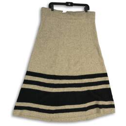 Womens Beige Striped Flat Front Tulsi Pull-On Midi A-Line Skirt Size XL
