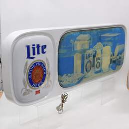Vintage 1970s Miller Lite Beer Large Lighted Bar Ad Hanging Sign 48x18 alternative image