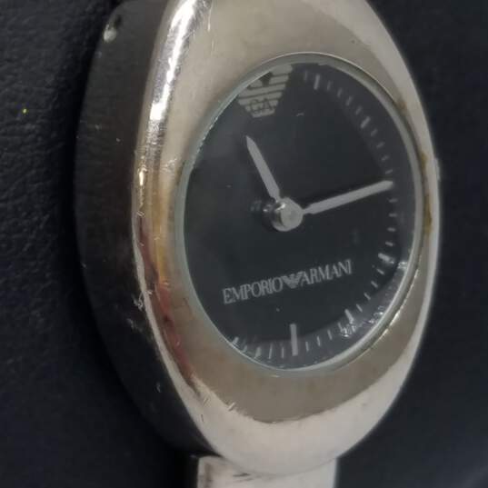 Emporio Armani Oval Case Unique Lady's Stainless Steel Bangle Quartz Watch image number 4
