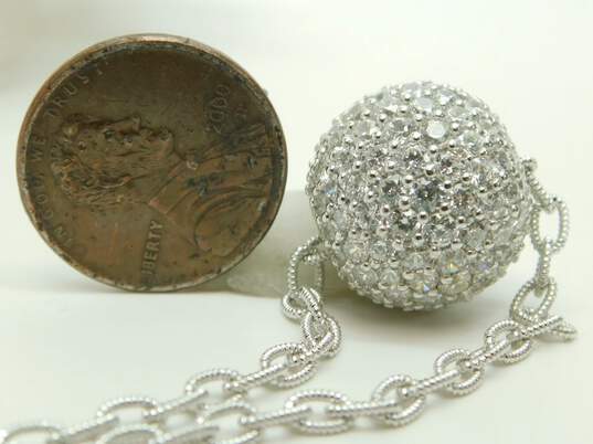 925 Judith Ripka CZ Pave Ball Pendant Necklace image number 6