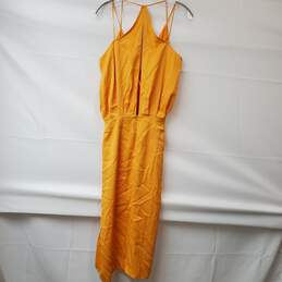 ASOS Design Mustard Orange Midi Dress with Split Women's Size 6 alternative image