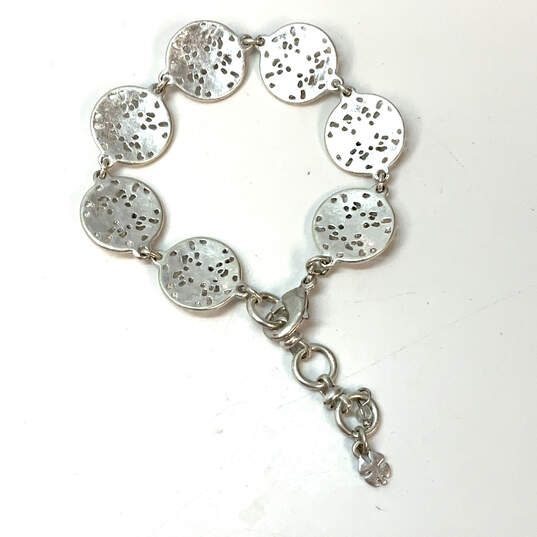 Designer Lucky Brand Silver-Tone Lobster Clasp Round Disk Chain Bracelet image number 3