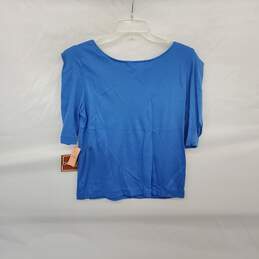 Beldoch Popper Vintage Blue Cotton Blend 3/4 Sleeve Top WM Size L  NWT alternative image