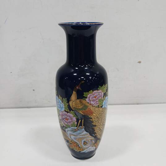 Painted Blue Vase Made in Japan image number 1