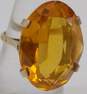 9K Gold Faceted Yellow Orange Glass Oval Statement Ring 8.5g image number 1