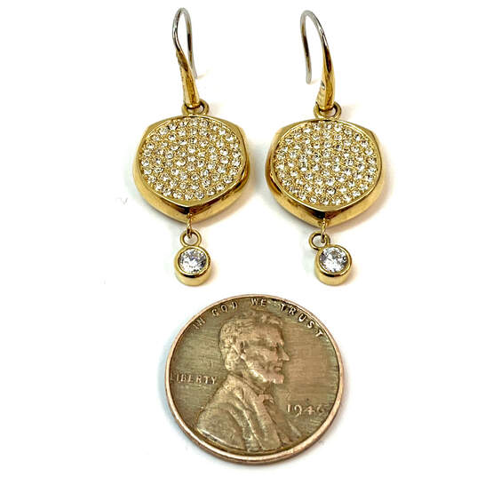 Designer Michael Kors Gold-Tone Pave Crystal Fashionable Drop Earrings image number 1