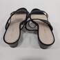 Womens Black Beige Slip On Open Toe Wedge Heel Slide Sandals Size 6.5 B image number 4
