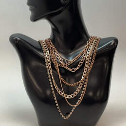Designer Stella & Dot Gold-Tone Toggle Clasp Multi Strand Chain Necklace