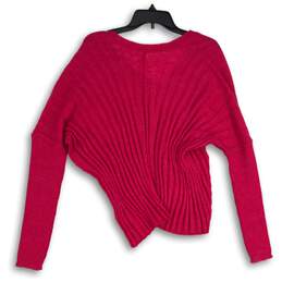 NWT Pilcro Womens Pink V-Neck Ribbed Long Sleeve Pullover Sweater Size M alternative image