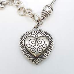 Brighton Silver Tone Gemstone Heart Charm 8 1/2 Bracelet 22.9g