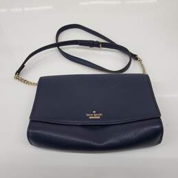 Kate Spade Staci Small Flap Navy Blue Leather Crossbody Bag