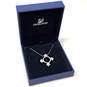 Designer Swarovski Silver-Tone Clear Rhinestone Pendant Necklace With Box image number 4