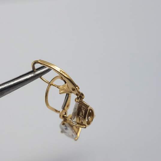 14k Gold Clear Gemstone Lever Back Earring 2.5g image number 6