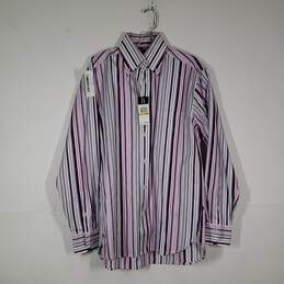 NWT Mens Cotton Striped Long Sleeve Collared Button-Up Shirt Size Small