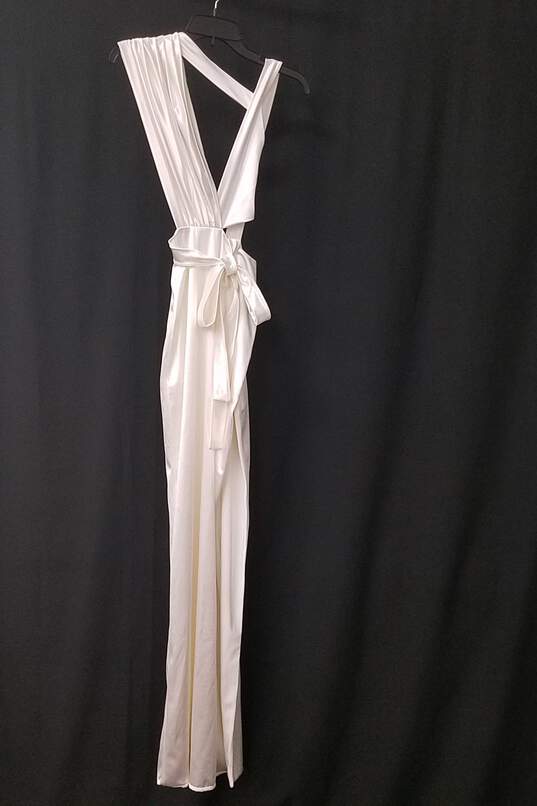 Gemeli Power Womens White Sleeveless Deep V-Neck Side Slit Maxi Dress Sz S image number 2