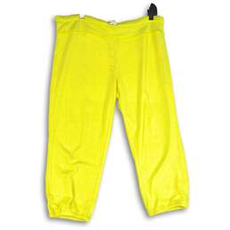 Calvin Klein Womens Yellow Drawstring Waist Cropped Capri Pants Size XL