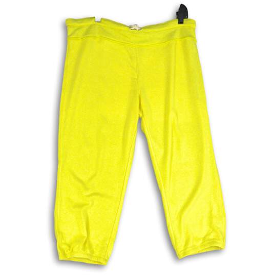 Calvin Klein Womens Yellow Drawstring Waist Cropped Capri Pants Size XL image number 1