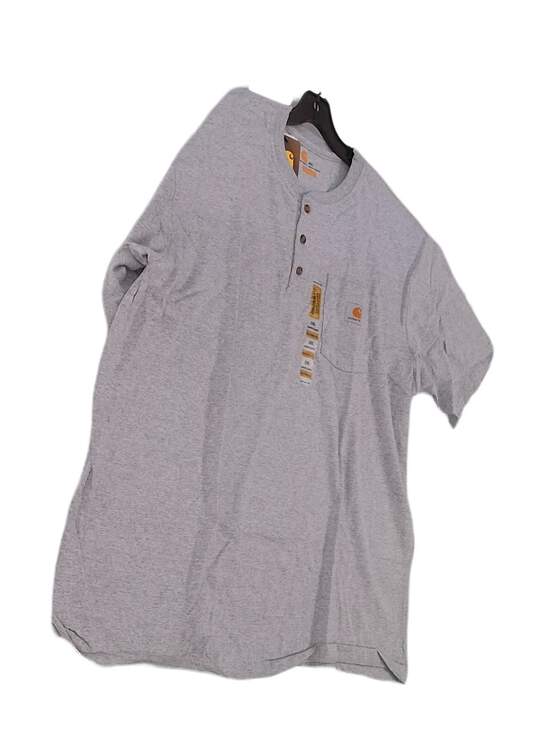 NWT Mens Gray Heather Loose Fit Casual Henley Pullover T Shirt Size 2XL image number 3