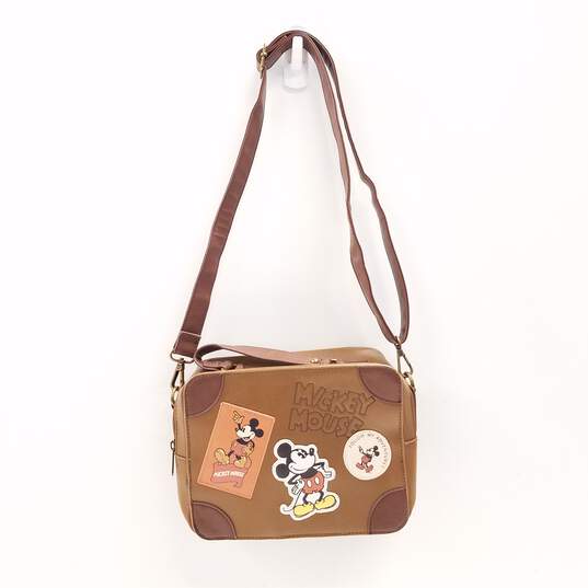Loungefly X Disney Mickey Mouse Patches Crossbody Bag Brown image number 2
