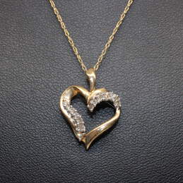 10K Yellow & White Gold Diamond Accent Heart Pendant Necklace - 2.9g alternative image