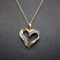 10K Yellow & White Gold Diamond Accent Heart Pendant Necklace - 2.9g image number 2