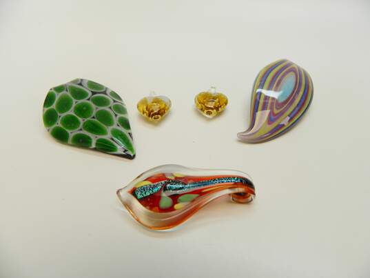 Artisan Multi Color Hand Blown Art Glass Pendant Lot image number 1