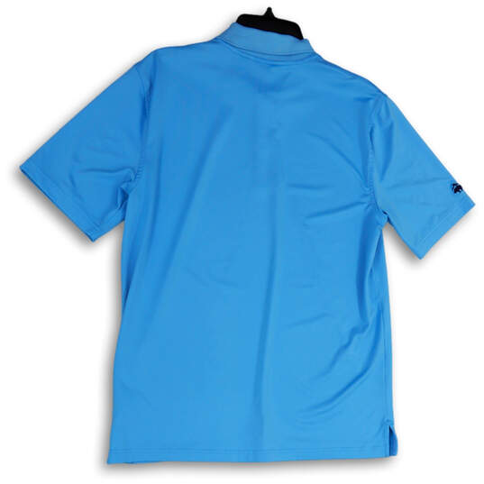 Mens Blue Regular Fit Short Sleeve Spread Collar Polo Shirt Size Medium image number 2